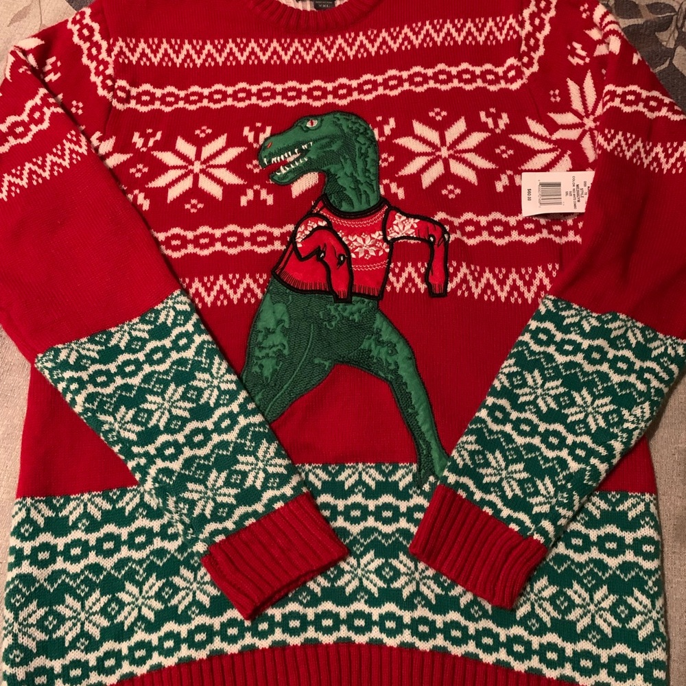 Men’s dinosaur Christmas sweater